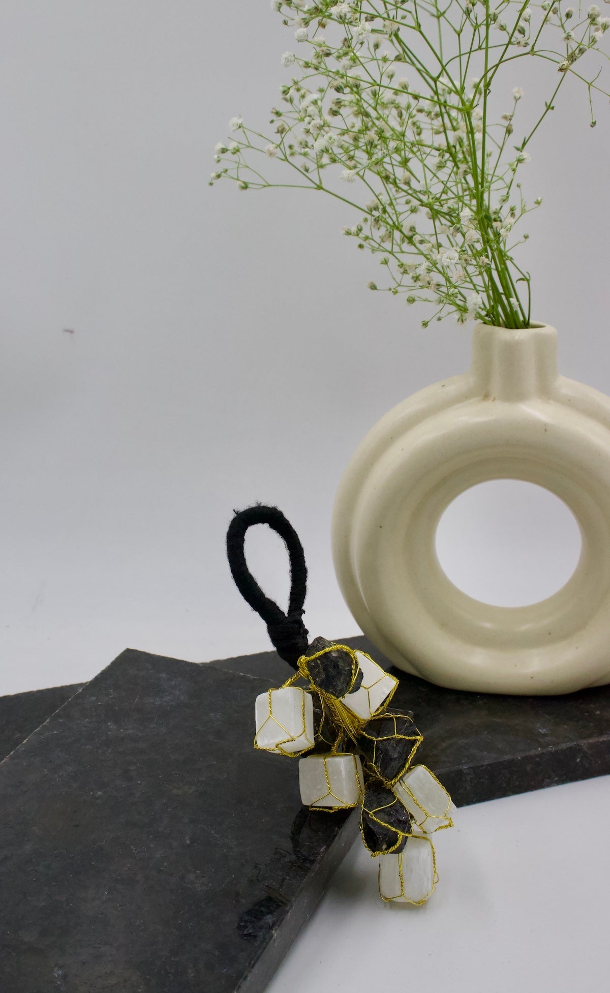 Black Tourmaline and Selenite Hangers