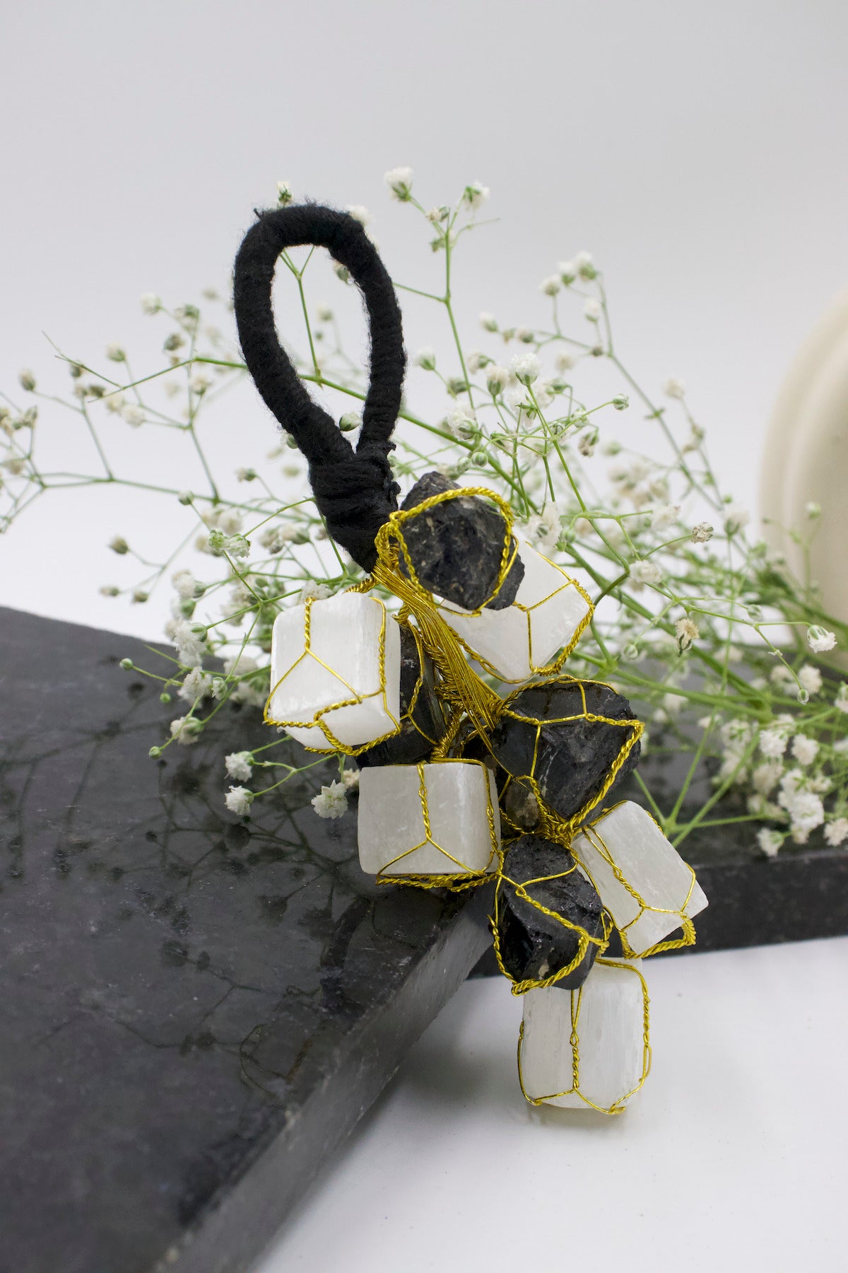 Black Tourmaline and Selenite Hangers